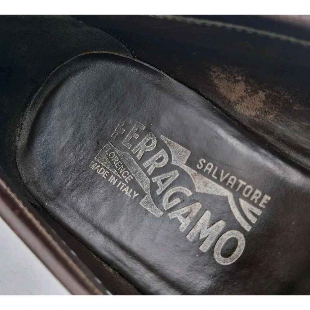Salvatore Ferragamo Shoes Mens Size 9 Brown Leather Dress Loafers Made Italy EE